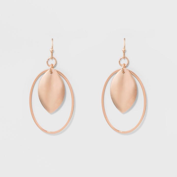 Oval Wire Teardrop Earrings - A New Day Rose Gold