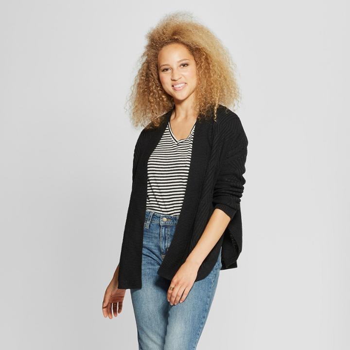 Women's Cable Open Cardigan - Universal Thread Black
