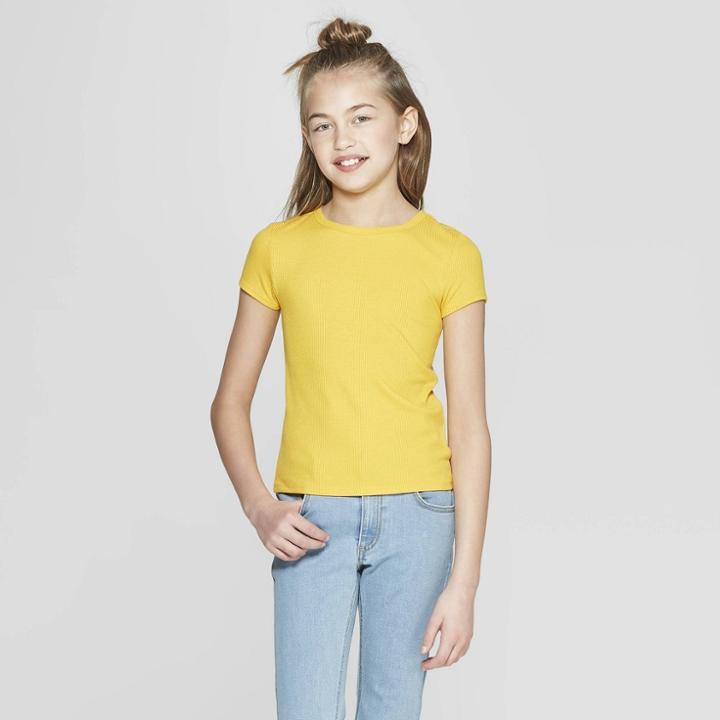 Girls' Rib Short Sleeve T-shirt - Art Class Yellow