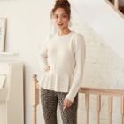 Women's Crewneck Peplum Pullover Sweater - A New Day Cream