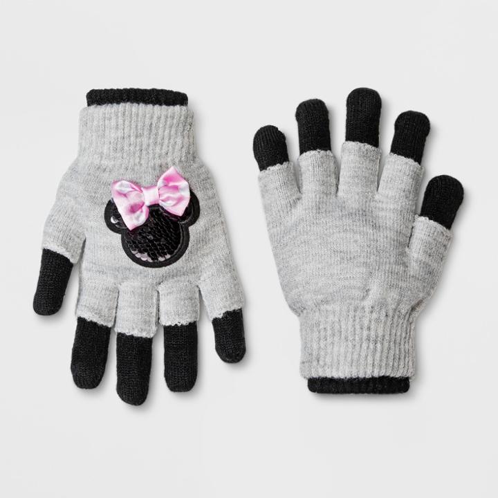Girls' Minnie Mouse Gloves - Gray
