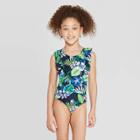 Target Plus Size Girls' Tropical Family One Piece Swimsuit - Navy