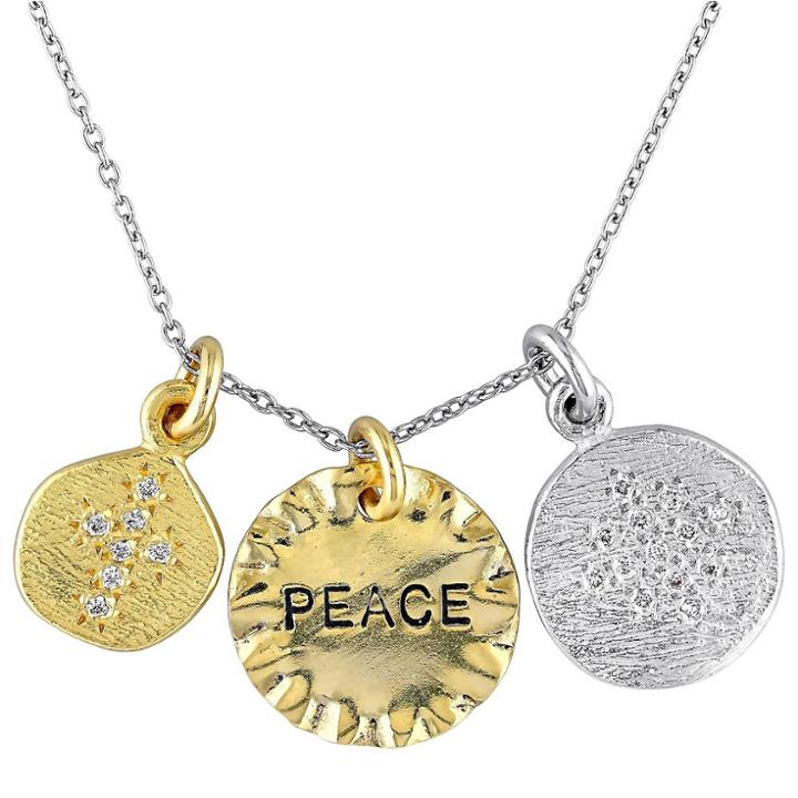 Target 0.2 Ct. T.w. Cubic Zirconia Pendant Peace Charms Necklace In Sterling Silver - Gold/silver,