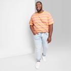 Men's Big & Tall Short Sleeve T-shirt - Original Use Coral Pink/striped