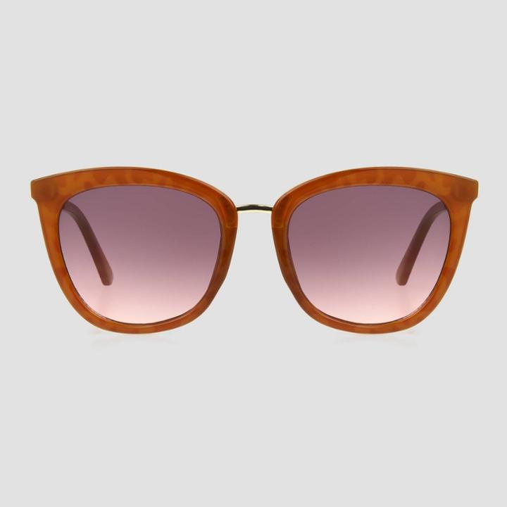 Women's Tortoise Shell Print Cat Eye Sunglasses - Universal Thread Gold/brown