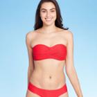 Women's Ribbed Bandeau Bikini Top - Kona Sol Red