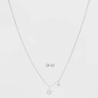 Silver Plated Cubic Zirconia Initial 'o' Chain Pendant Necklace And Earring Set - A New Day