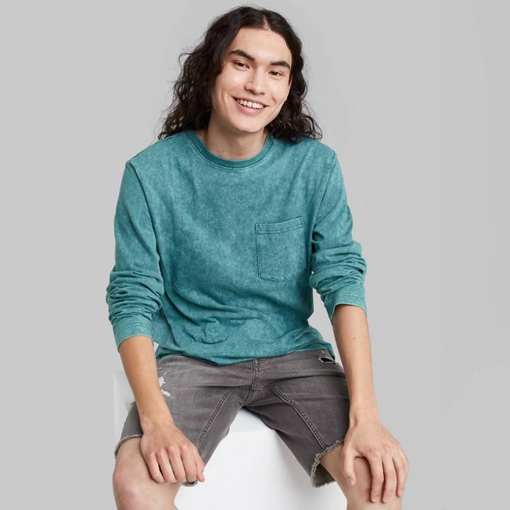 Adult Regular Fit Crewneck Long Sleeve T-shirt - Original Use Teal