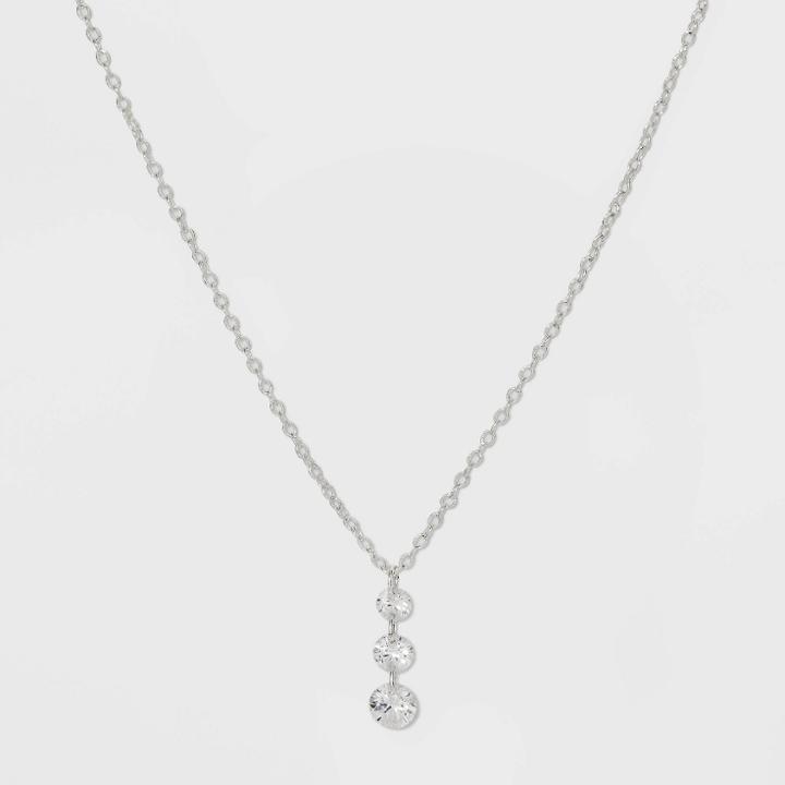 Silver Plated Triple Round Multi Cubic Zirconia Necklace - A New Day