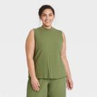 Women's Plus Size Mock Neck Ribbed Tank Top - A New Day Green
