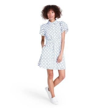 Dot Tulip Sleeve Embroidered Shirtdress - Alexis For Target White/blue Xxs