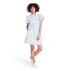 Dot Tulip Sleeve Embroidered Shirtdress - Alexis For Target White/blue Xxs