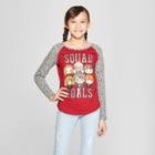 Girls' Harry Potter 'squad Goals' Long Sleeve Raglan T-shirt - Maroon/gray