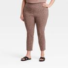 Women's Plus Size Leopard Spot High-rise Skinny Ankle Pants - A New Day Brown
