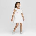 M&e Mila & Emma Toddler Girls' Gingham Ruffle Shift Dress - White