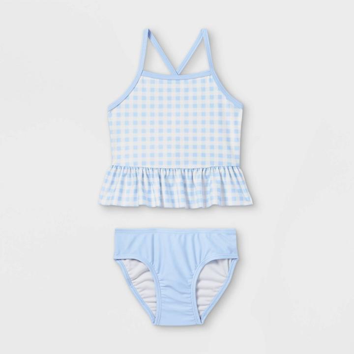 Toddler Girls' Gingham Tankini Set - Cat & Jack Blue