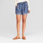 Women's Tie Waist Stripe Shorts - Universal Thread Indigo