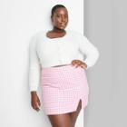 Women's Plus Size Side Slit Mini Skirt - Wild Fable Pink Plaid