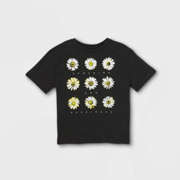 Girls' Oversized Graphic Short Sleeve T-shirt - Art Class Black