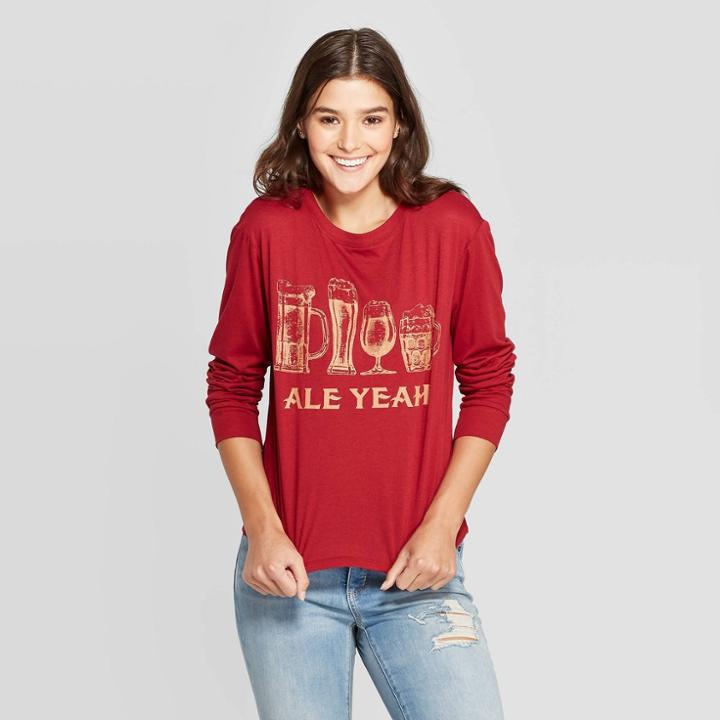 Zoe+liv Women's Ale Yeah Long Sleeve Graphic T-shirt - Red