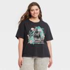 Women's Def Leppard Plus Size Floral Print Short Sleeve Graphic T-shirt - Vintage Black