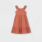 Toddler Girls' Button-front Tank Dress - Art Class Rust Orange