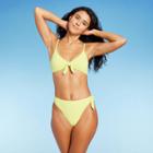 Women's Tie-front Pique Textured Bralette Bikini Top - Wild Fable Light Yellow Xxs