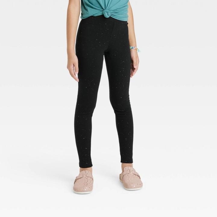 Girls' Cozy Lined Leggings - Cat & Jack Black Sparkle