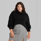 Women's Plus Size Turtleneck Cropped Pullover Sweater - Wild Fable Black