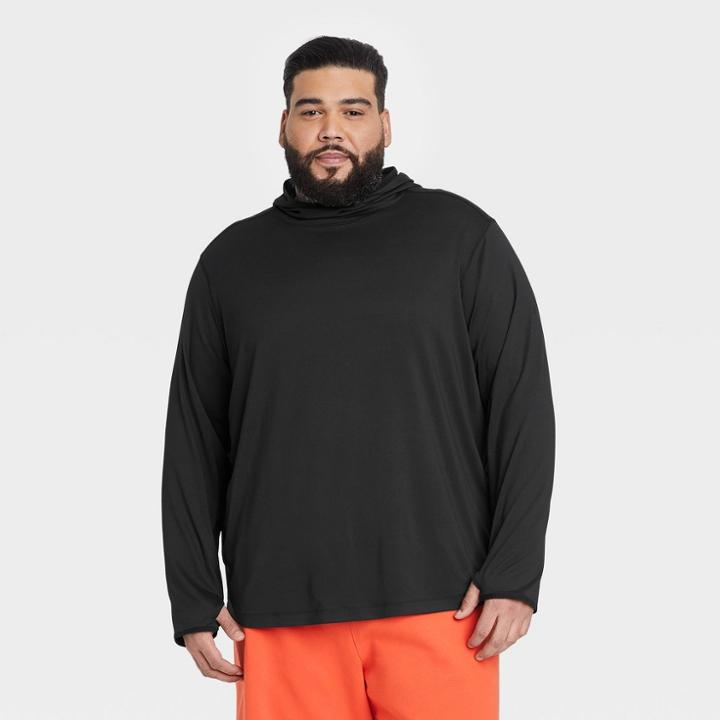 Men's Big & Tall Long Sleeve Upf T-shirt - All In Motion Black