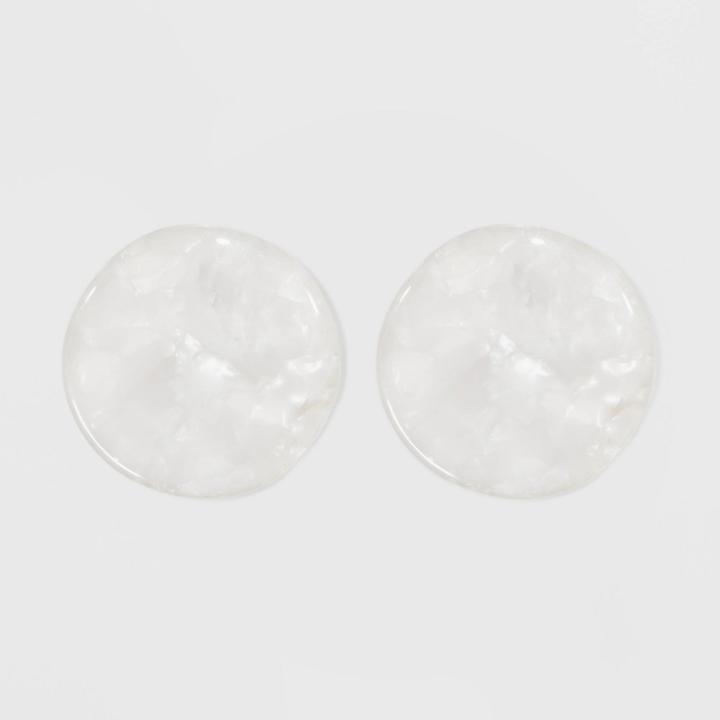 Round Button Acrylic Earrings - A New Day White/gold