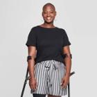 Women's Plus Size Standard Fit Short Sleeve Crewneck T-shirt - Ava & Viv Black