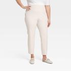 Women's Plus Size High-rise Slim Fit Bi-stretch Ankle Pants - A New Day Cream