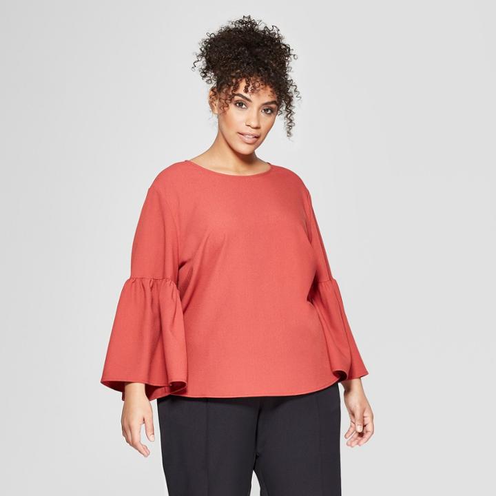 Women's Plus Size Long Lampshade Sleeve Top - Who What Wear Red