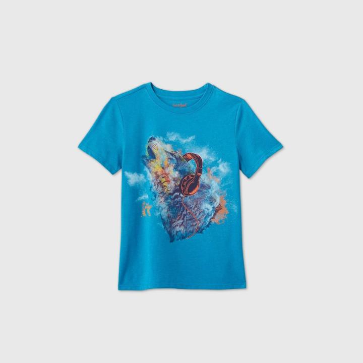 Petiteboys' Short Sleeve 'wolf Headphones' Graphic T-shirt - Cat & Jack Blue