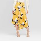 Women's Floral Print Seamed Midi Slip Skirt - Who What Wear Yellow 16, Yellow Floral