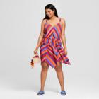 Women's Plus Size Striped Sleeveless Tie Waist Asymmetrical Hem Dress - A New Day Purple