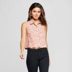 Women's Sleeveless Button-up Shirt - Xhilaration Rose (pink)