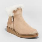 Women's Sonja Microsuede Faux Fur Sneakers Fashion Boots - A New Day Taupe