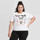 Women's Smokey Bear Plus Size Butterfly Short Sleeve T-shirt (juniors') - Cream 1x, Women's, Size: