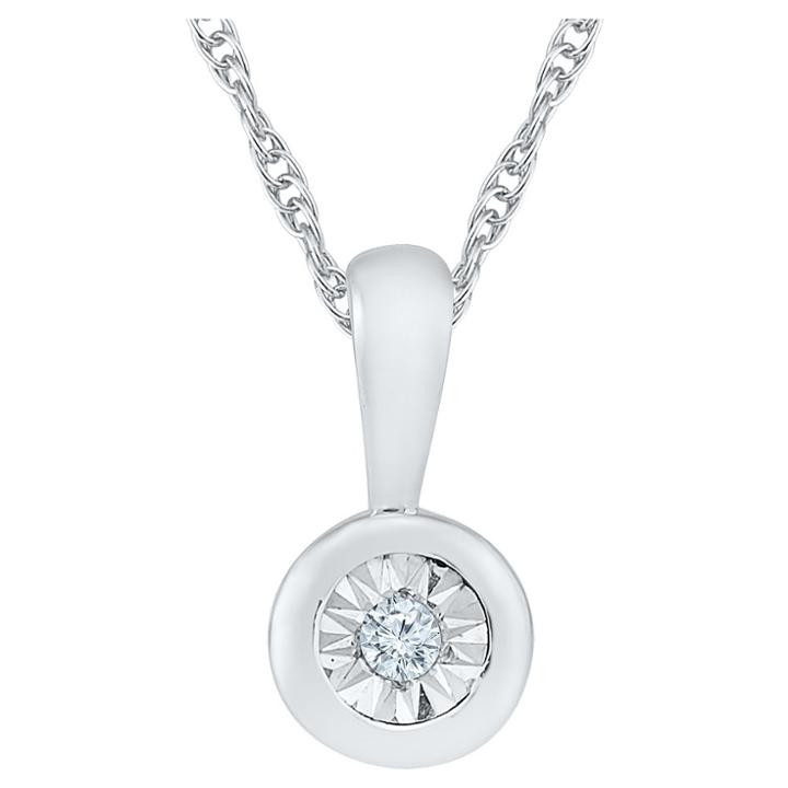 Target Diamond Accent Round White Diamond Solitaire Pendant In Sterling Silver (i-j,i2-i3), Women's