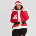 Zoe+liv Women's Plus Size Santa Sherpa Hooded Sweatshirt - Red