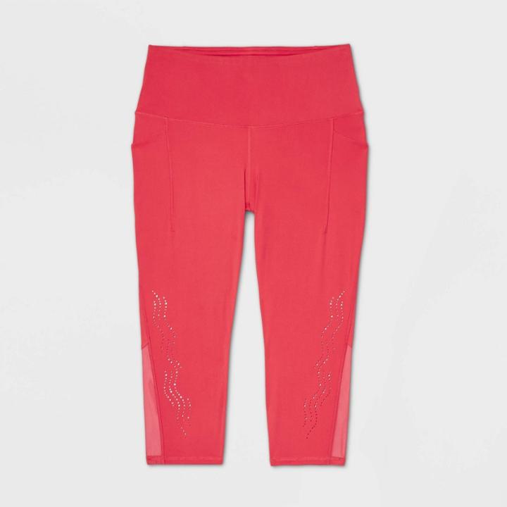 Women's Plus Size High-rise Sculpted Linear Laser Cut Capri Leggings 21 - All In Motion Fire Red 1x, Women's, Size: