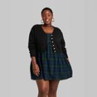 Women's Plus Size Cropped Button-front Cardigan - Wild Fable Black