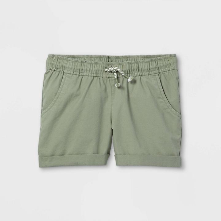 Girls' Rolled Hem Chino Shorts - Cat & Jack Army Green