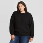 Women's Plus Size Crewneck Pullover Sweater - Universal Thread Black