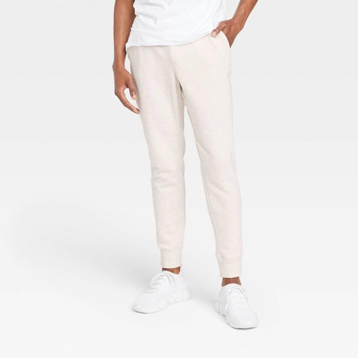 Men's Cotton Fleece Joggers - All In Motion Oatmeal