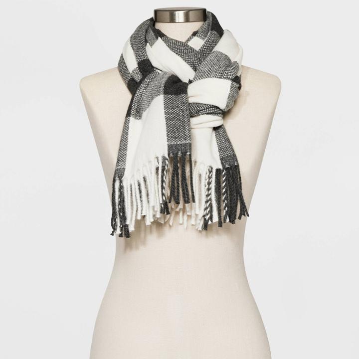 Women's Heritage Plaid Blanket Scarf - Universal Thread Gray