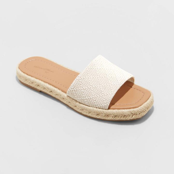 Women's Maren Wide Width Square Toe Espadrille Slide Sandals - Universal Thread Cream