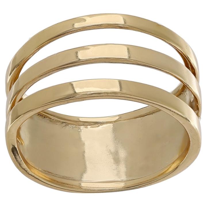 Distributed By Target Women's Polished Triple Band Ring In Gold Over Sterling Silver - Yellow (size